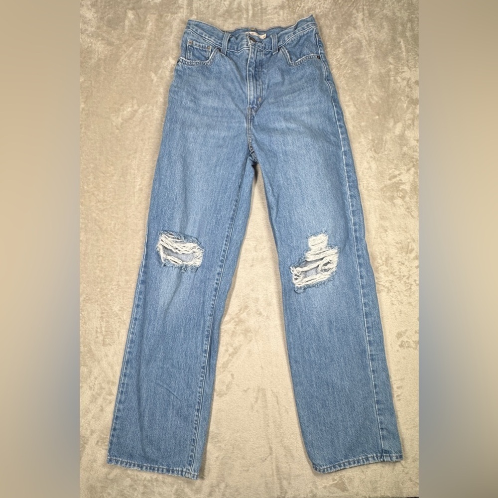Levi's Blue Straight Leg Distressed Jeans